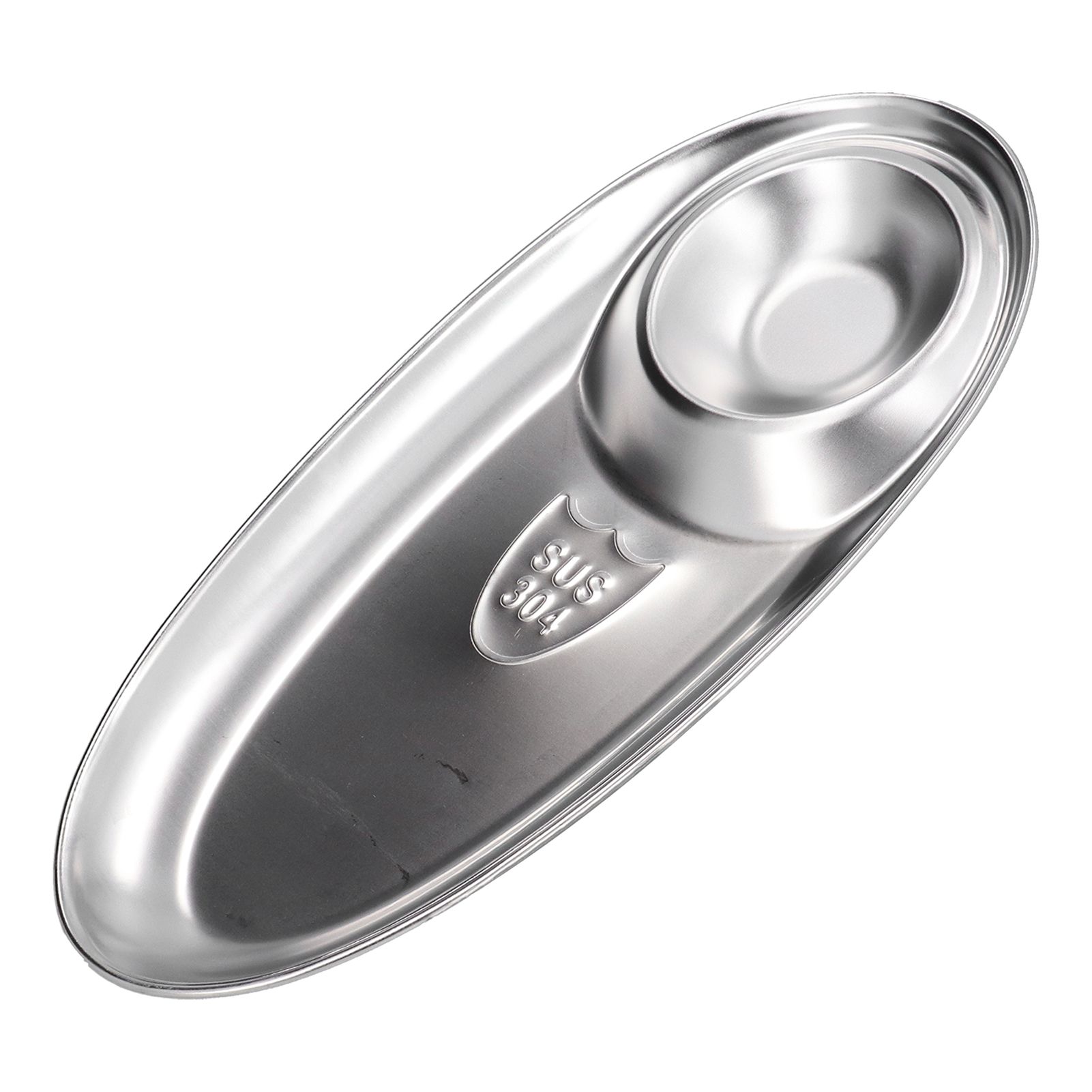 304 Stainless Steel Snack Plate Silver Oval Divided Spice Dish for Home Outdoor CampingL โ image 4