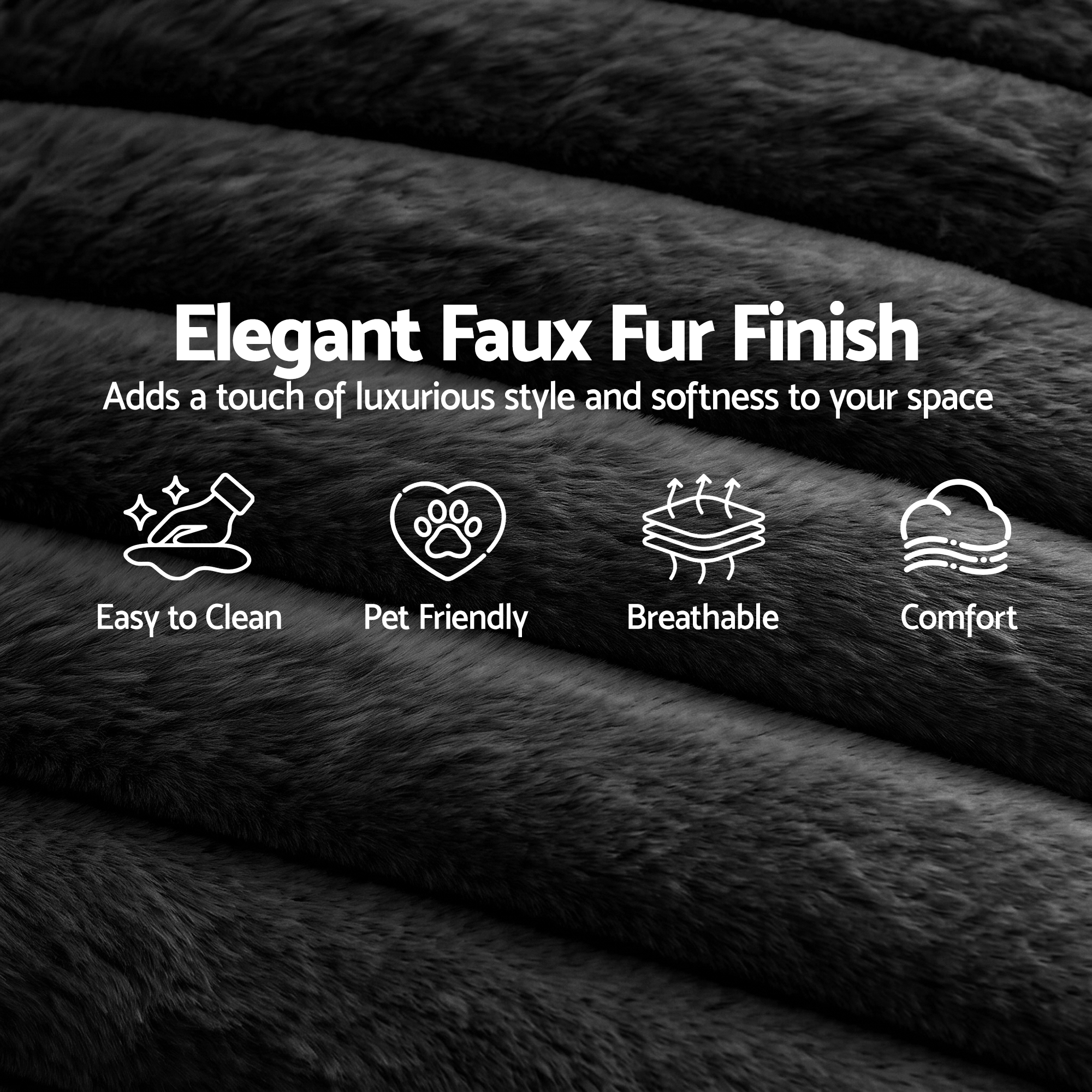Artiss Sofa Bed Lounge Chair Sleeper Couch Chaise Single Seater Faux Fur Black — image 5