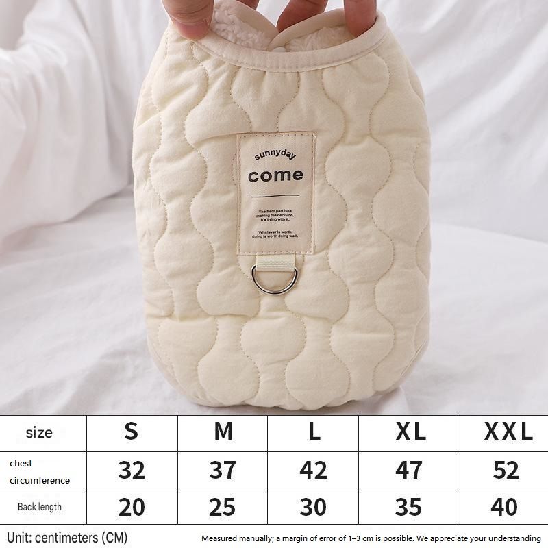 Beige S Size 32x20cm Fleece-lined thickened dog vest - Cotton Fleece Lined Harness Compatible Winter Coat for Dogs Shed Control Outdoor Walks,Winter Pet — image 6