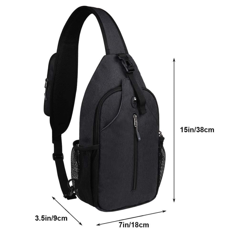 Multifunctional Shoulder Crossbody Chest Backpack with Headphone Jack, Unisex for Hiking Traveling Climbing, Red — image 2