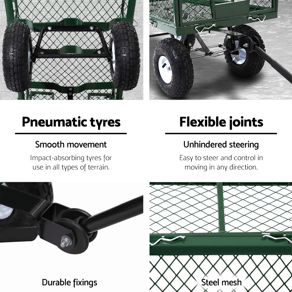 Gardeon Mesh Garden Steel Cart - Green โ image 5
