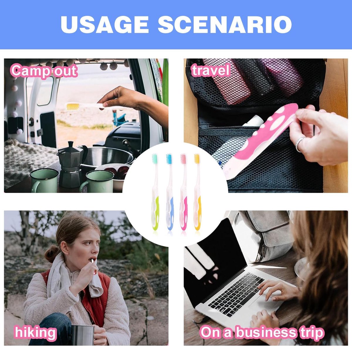 4-pack toothbrushes - Travel toothbrushes - Foldable travel toothbrushes - Portable soft toothbrushes - Easy to carry — image 6