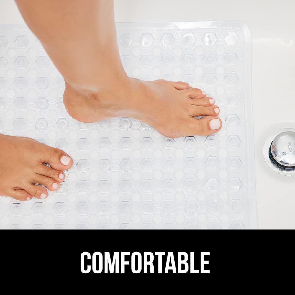 Bath Tub Mat Non Slip, 53*53cm Long Shower Mat, Machine Washable Bathmat with Drain Holes and Suction Cups, Soft on Feet, Bathroom Essentials, translucent โ image 4