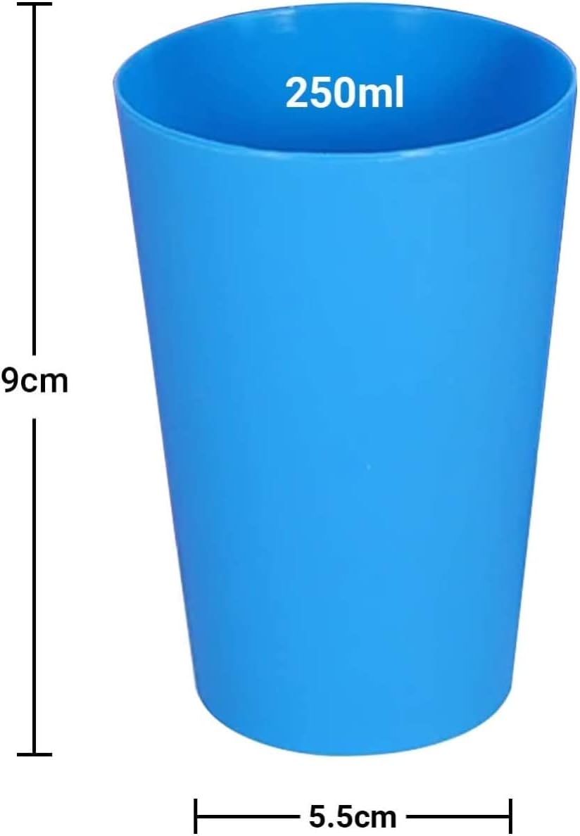 Set of 24 reusable plastic cups, 250 ml, durable plastic drink cups for kids, for use in the kitchen, outdoors, parties, picnics, barbecues, travel (6 bright — image 4