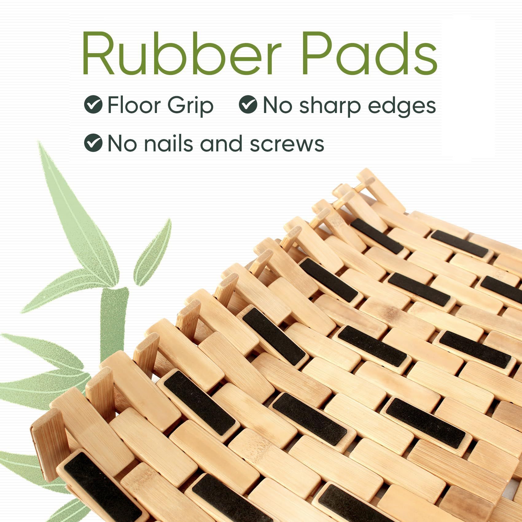 Bamboo Bath Mat for Bathroom - Wooden Bathmat, Sauna Spa Steps Decor and Accessory - 40*60cm (L x W), Natural Color — image 4
