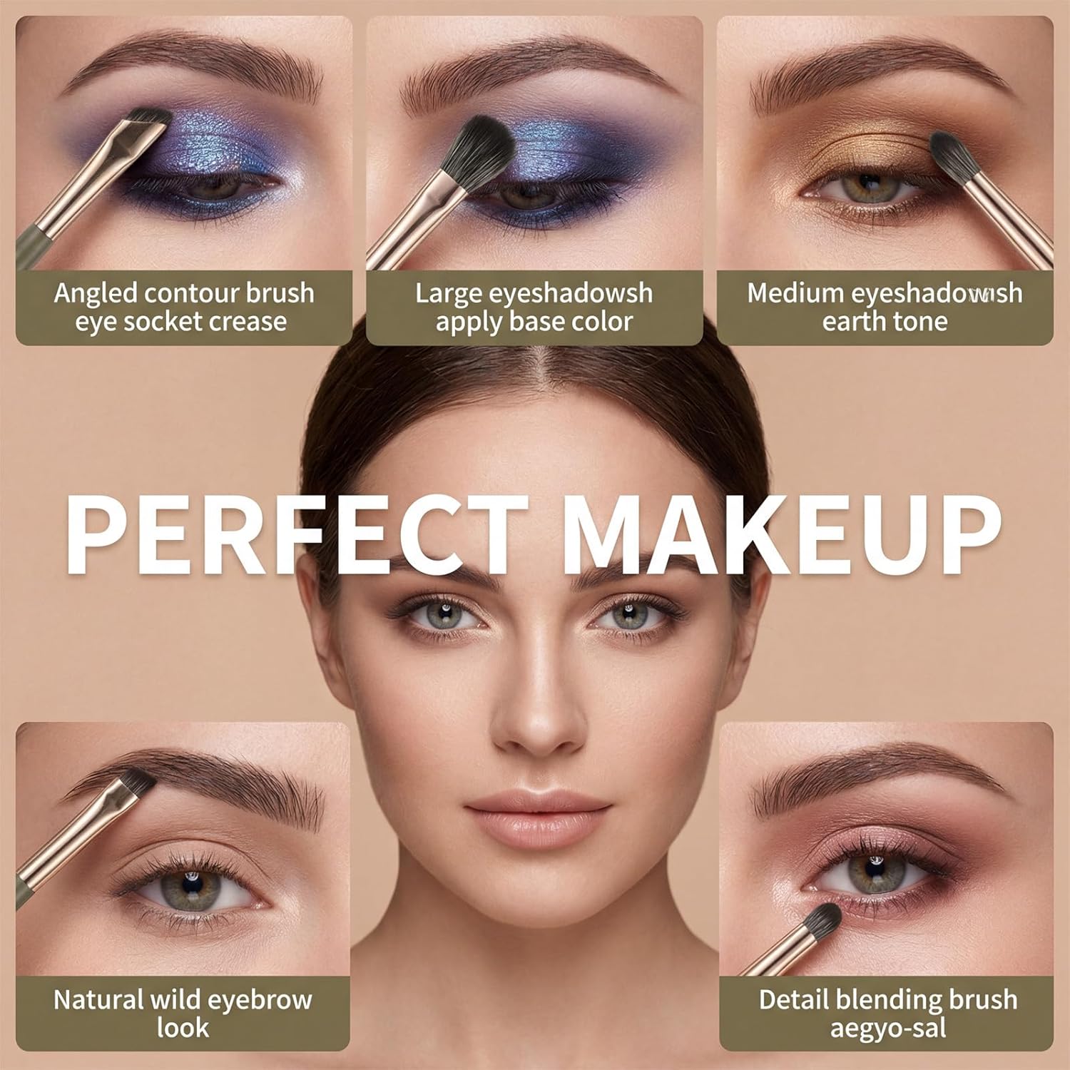 Eye Makeup Brush Set, 5 Pcs Eye Shadow Brushes Set Professional Eyeshadow Makeup Blending Brushes with Synthetic & Wood Handle Angled Eyeshadow Brush for โ image 4