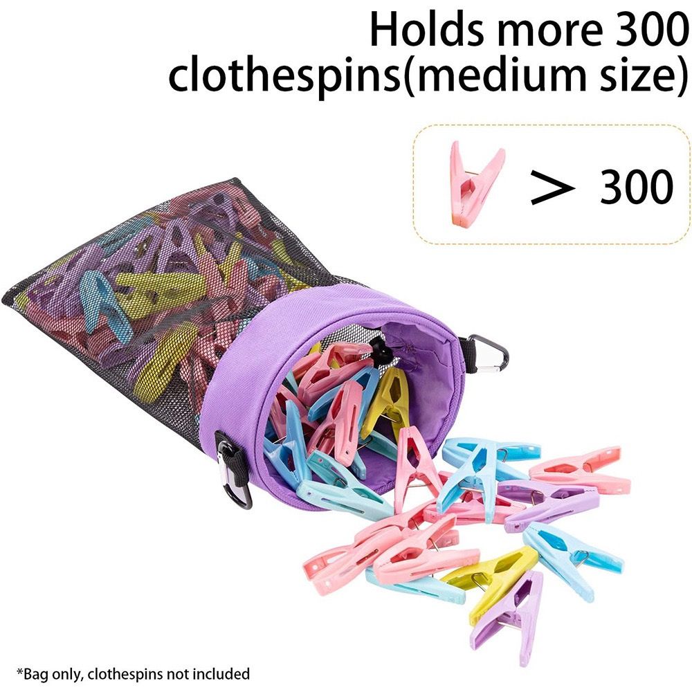 Hanging Clothespin Storage Bag with Drawstring Closure, Quick-Dry Mesh Organizer for Laundry Room, Adjustable Strap for Line Drying, Portable Clip — image 5