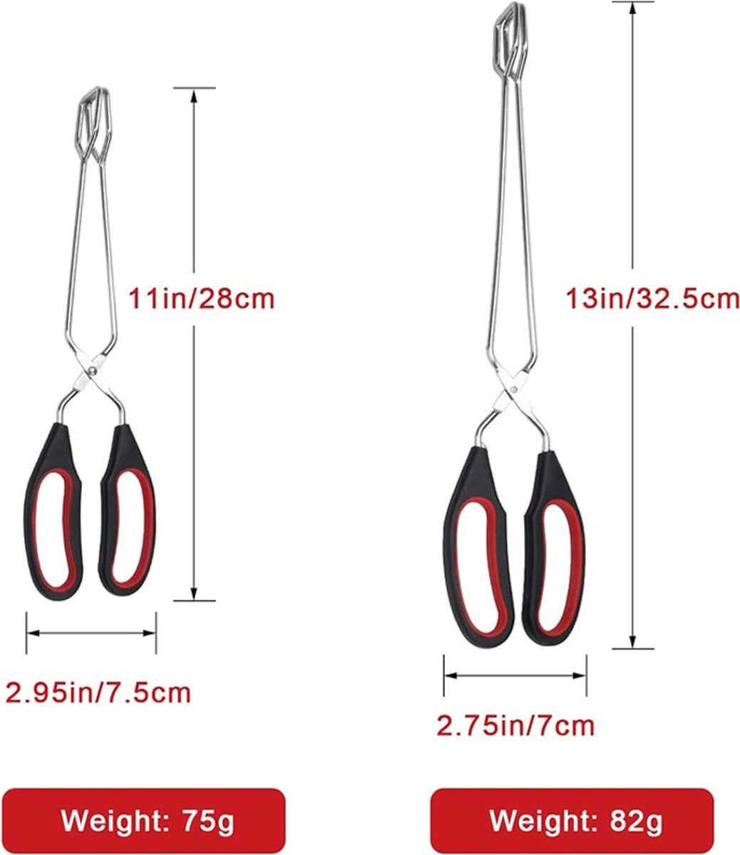 BBQ Tongs - Set of 2 - Barbecue Tongs - Meat Tongs - Grill Tongs - Kitchen Tongs - Meat Tweezers - Serving Tongs - Kitchen Tweezers - Scissor Tongs - Bread — image 5