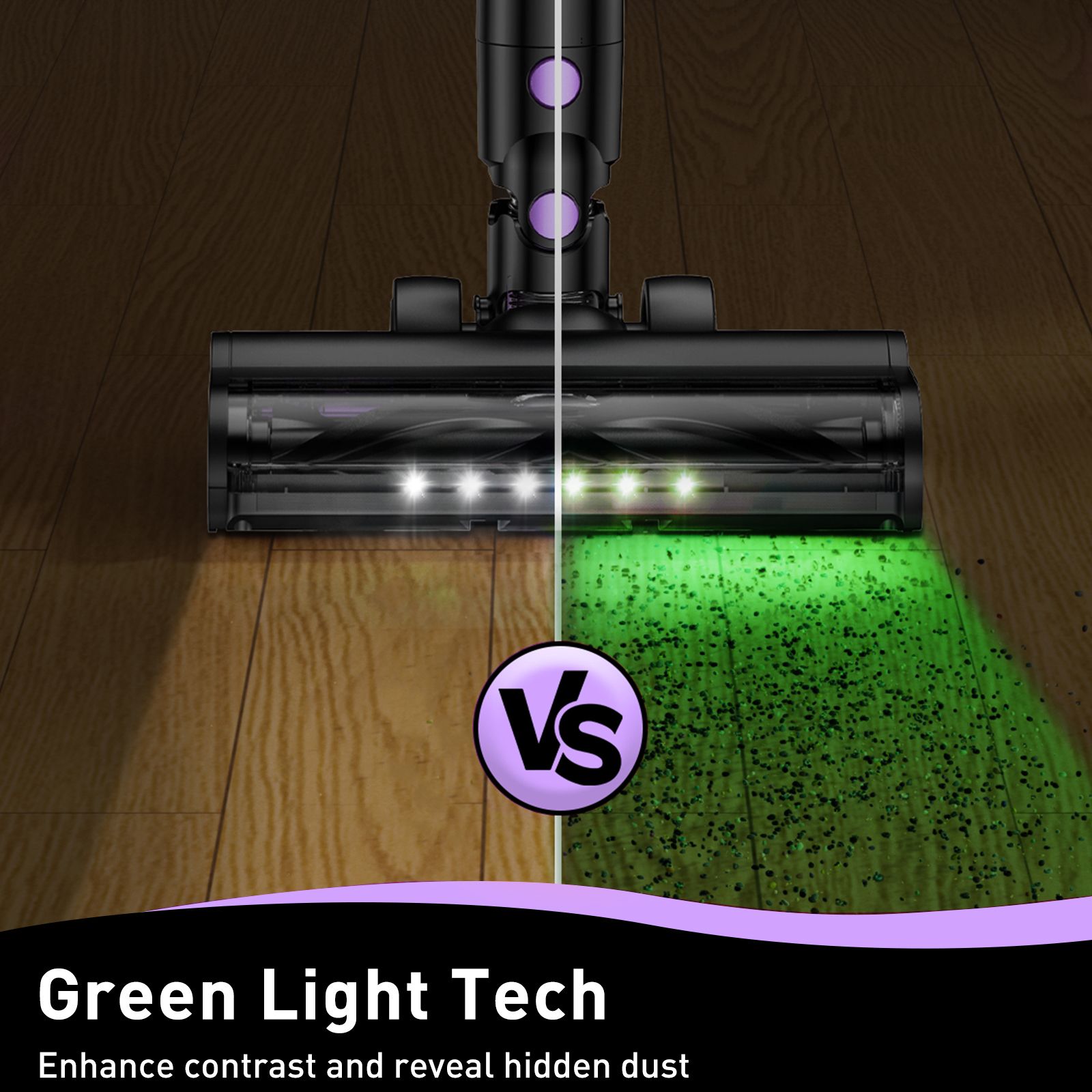 Cordless Vacuum Cleaner, 10 in 1 Stick Vacuum with Powerful Suction, Hose, Green LED Light, Anti-Tangle Brush, 55Kpa Lightweight Rechargeable Vacuum Cleaner — image 4