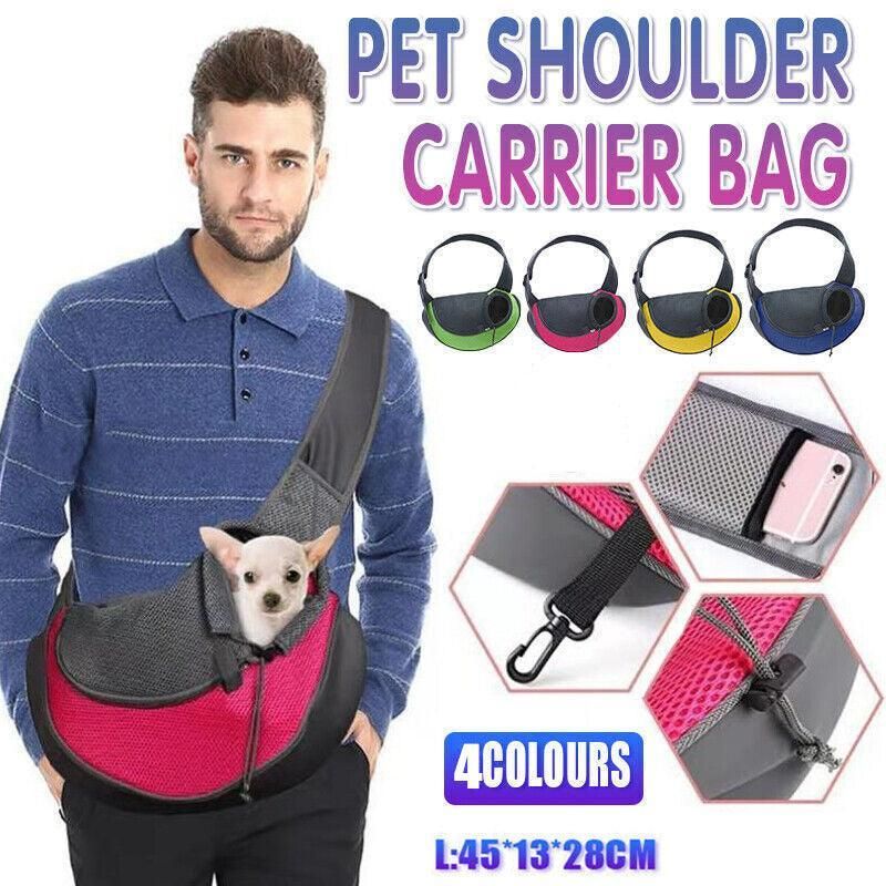 L Size Pet Shoulder Carrier Bag Puppy Cat Dog Travel Sling Backpack Portable - Blue — image 2