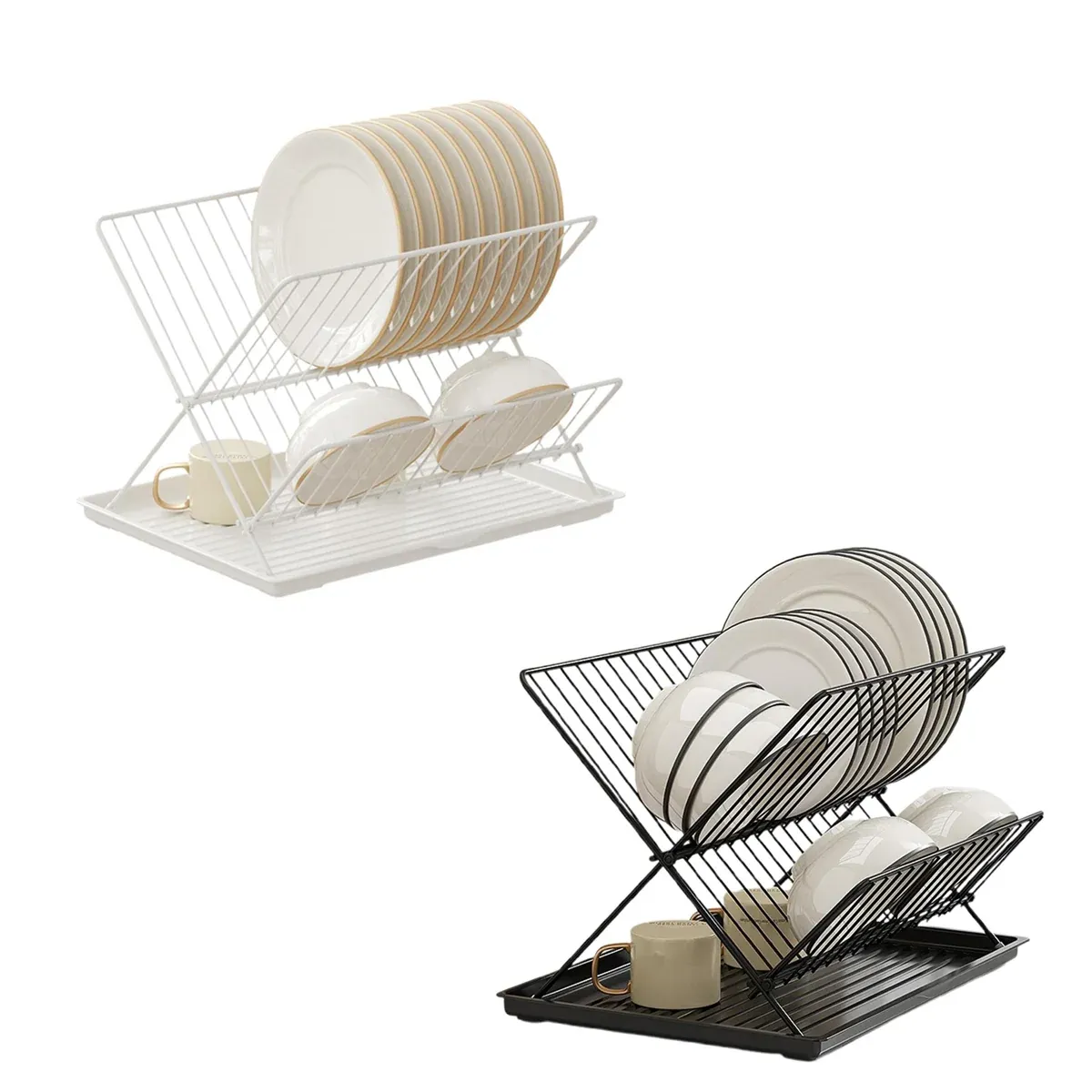 Kitchen Storage Rack Bowl Rack Household Draining Rack Multi-Functional Organizer - White โ image 3