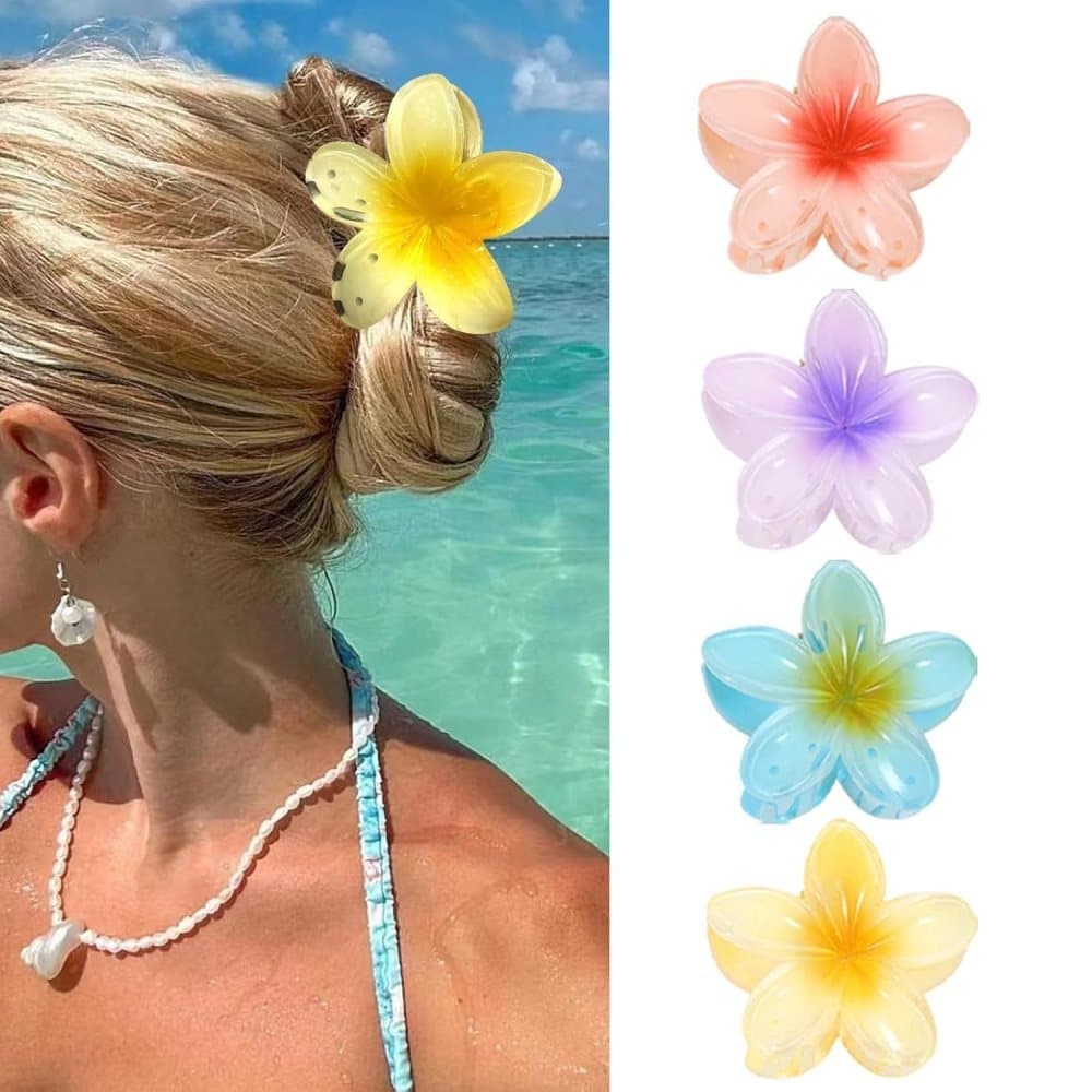 Anti-Slip Flower Hair Clips 4-Pack, Non-Slip Floral Hair Accessories for Women and Girls