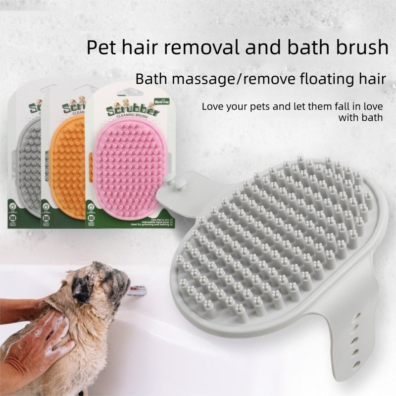 Blue Pet Bath Massage Brush Soft TPR Grooming Brush for Dogs and Cats Adjustable Hand Strap Deshedding Scrubber โ image 2