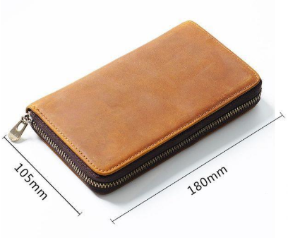 Blue Genuine Crazy Horse Leather Fountain Pen Case Zippered Organiser Pouch with 5 Elastic Loops & Mesh Pocket Vintage Stationery Holder — image 2