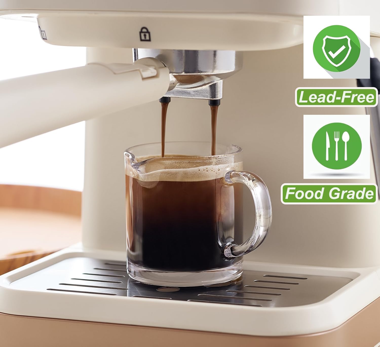 Ackers Shot Glasses Espresso Parts 4.5OZ Double Spouts Milk Cup Clear Glass (Pack of 2) — image 3