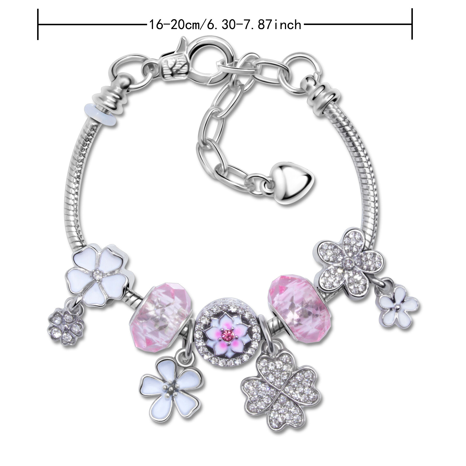 Chic Camellia Bead Charm DIY Bracelet with Crystal(white flower-16cm) โ image 2
