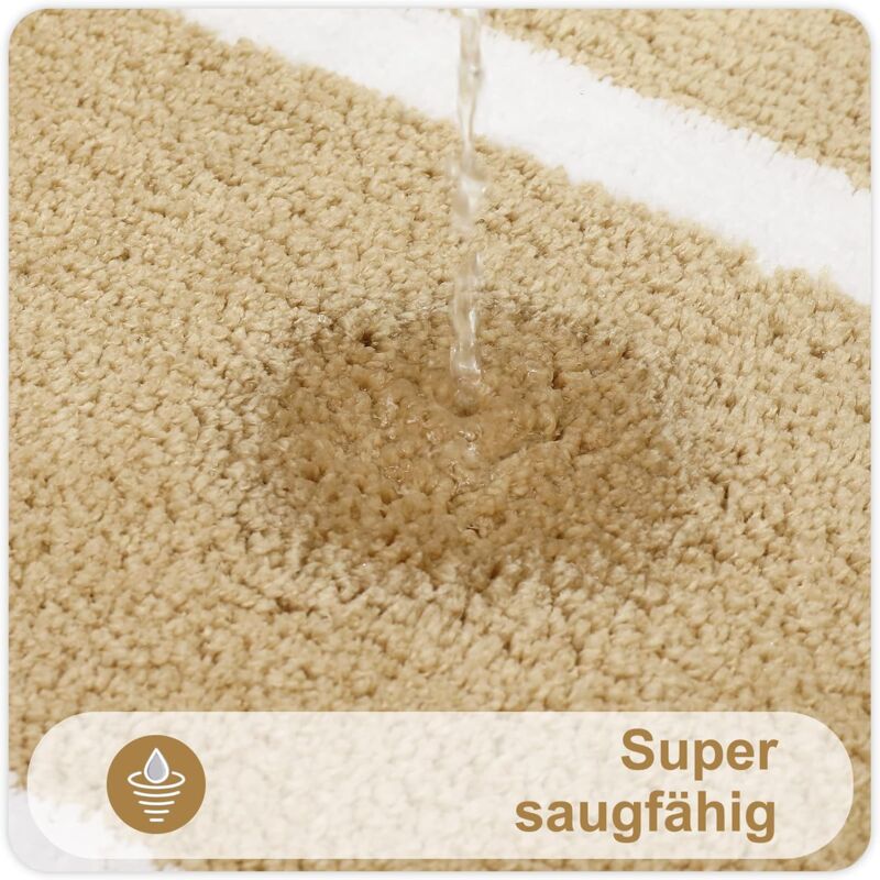 Non-Slip Bath Mat, Soft Microfiber Bathroom Mat, Absorbent High Pile Bath Mat, Machine Washableable - 40 × 60 Cm - Beige — image 3