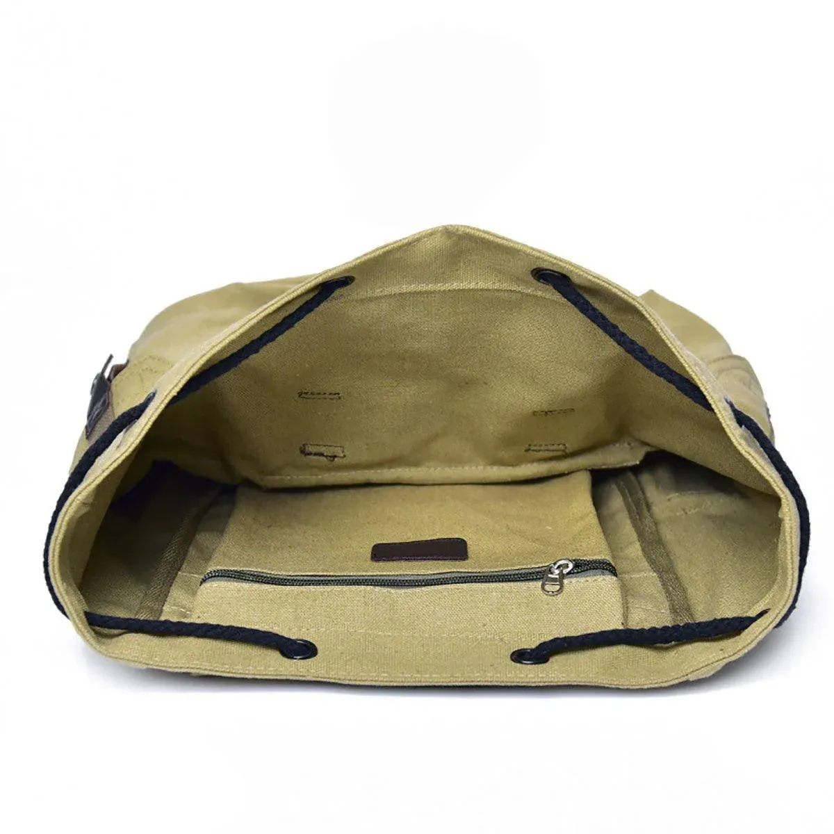 Unisex Retro Rucksack Large Capacity Travel Bag Leisure Backpack Schoolbag - Khaki β image 5