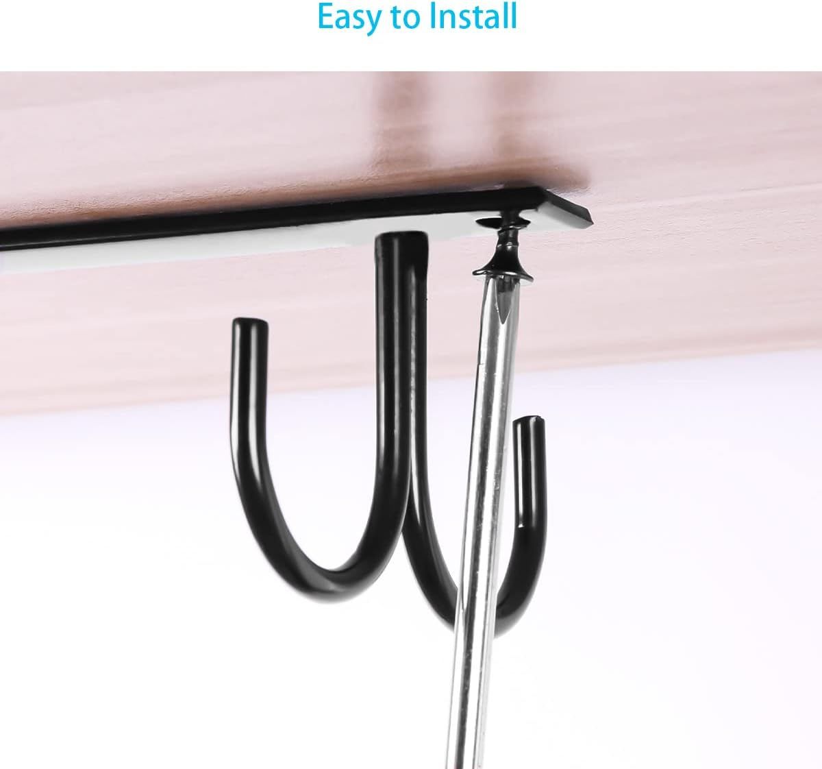 2 Piece Under Cabinet Mug Holder 8 Hooks Black โ image 5