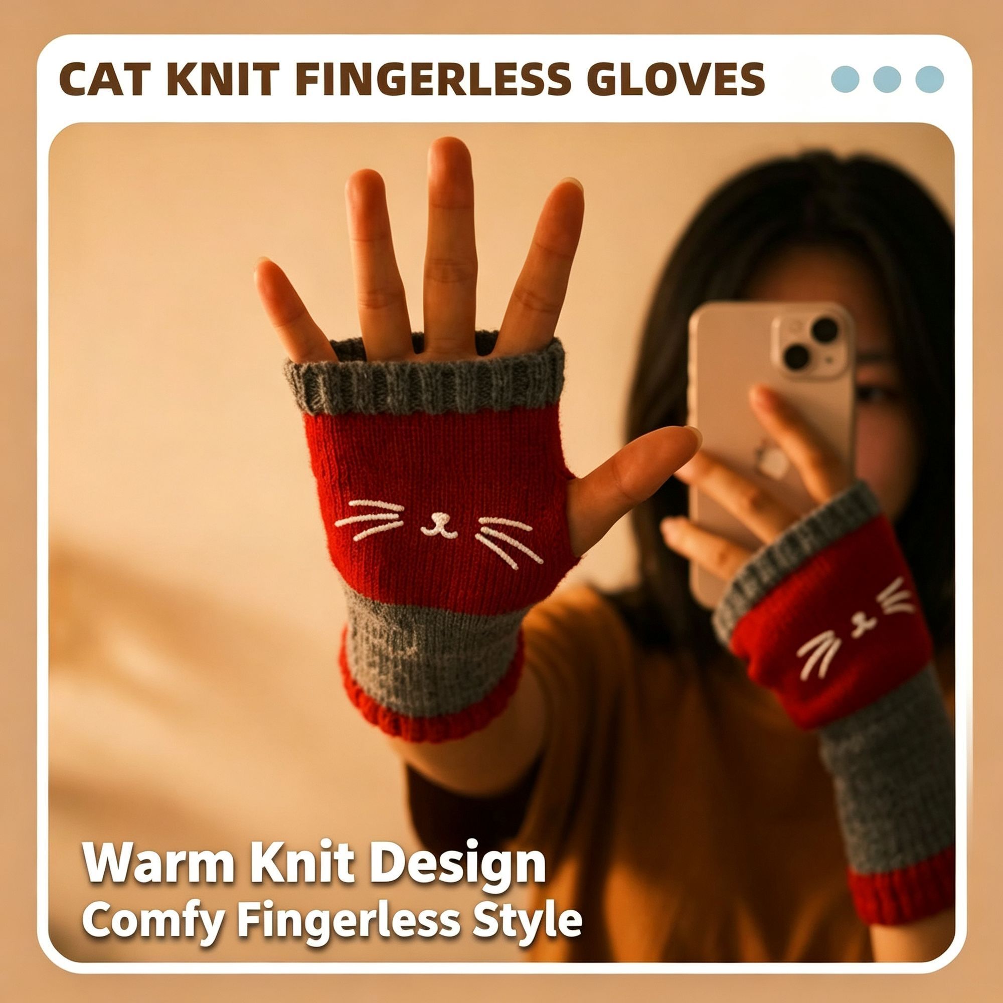 Fashion Spliced Knit Half Finger Gloves Cozy Hand Protection Work Mittens 2 Pcs Letter Green Pattern Great Christmas Present — image 3