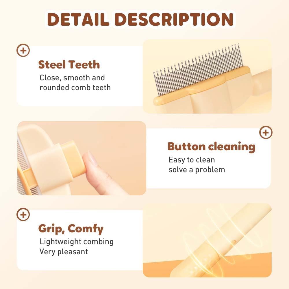 Avatore Zenbrush - Removes Fur & Relieves Pain, Zen Brush for Cats, Zenbrush Cat Comb, Self-Cleaning Cat Brush with Release Button, Cat Grooming Flea Brush for â image 5