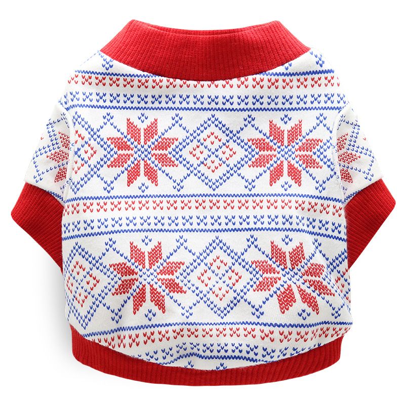 DROOLING DOG Pet Dog Cat Clothes Cotton T Shirt Red Edge (Snowflake) XS Size: XS; Neck (cm): 20-24; Bust (cm): 28-32; Back length (cm): 18-20; Recommended pet