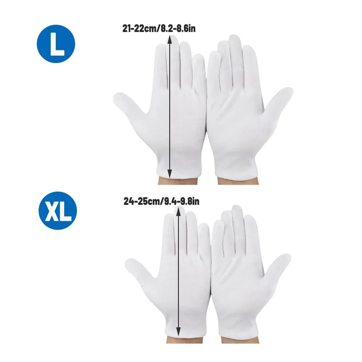 12 Pairs Cotton Work Gloves Breathable Knit L Black XL White - XL — image 3