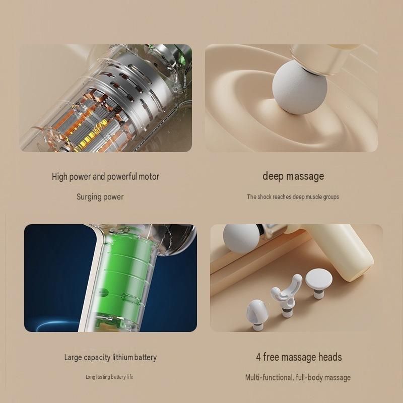 Mini Massage Gun - Portable Percussion Massager with 14 x 3.6 cm massage head and 4 Heads, USB-C Rechargeable Muscle Relief Device for Neck, Back — image 4
