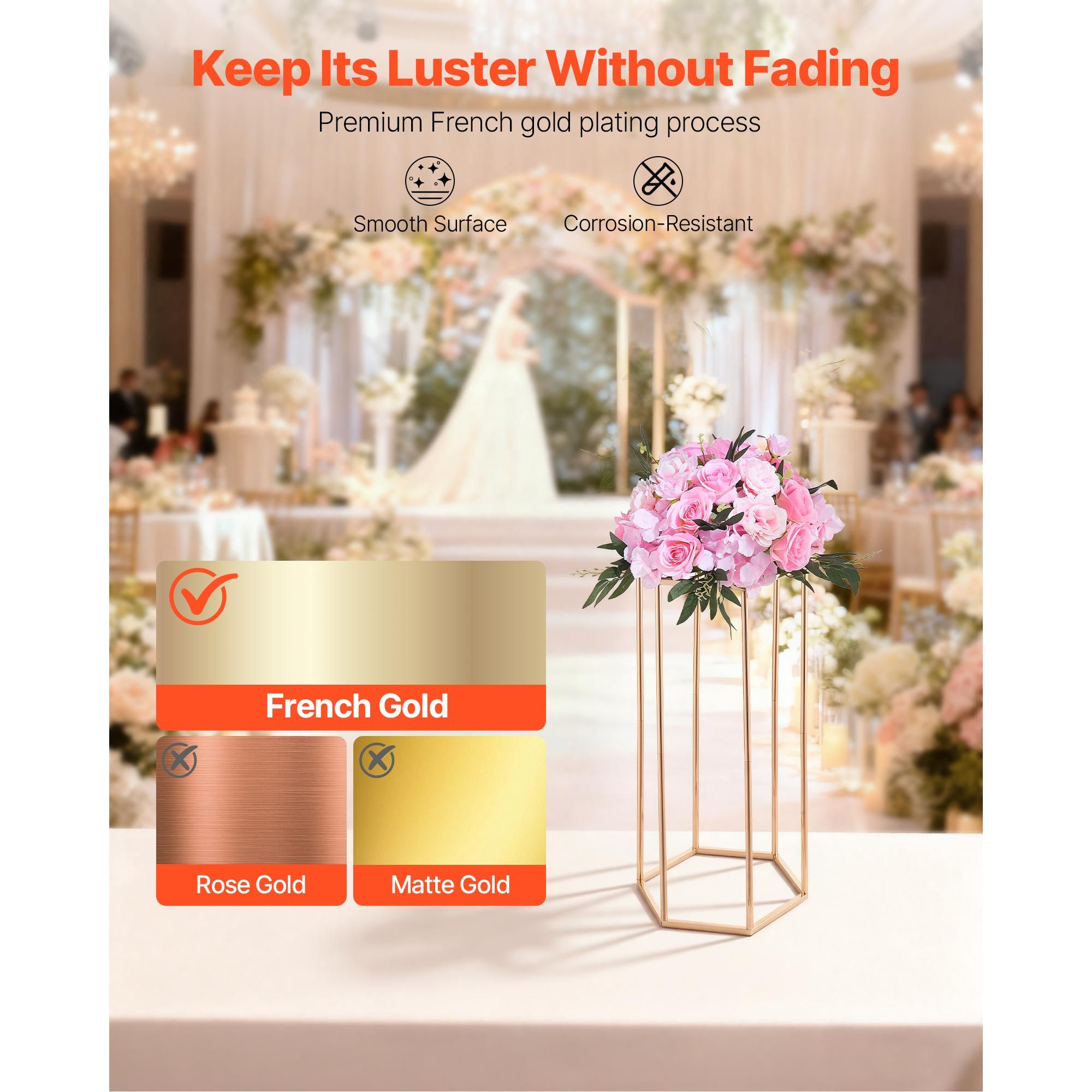 Wedding Flower Stand, 10PCS 60cm Column Flower Stand, Floral Stands with Acrylic Laminate, Hexagonal Cubic Floral Display Rack for Wedding, Party, Birthday — image 4
