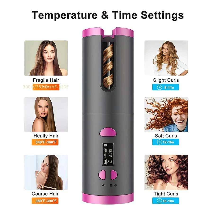 Automatic Hair Curling Wand, Tangle-Free Design, Portable USB Charging Rotating Curling Iron with Ceramic Barrel, Suitable for Long Hair, Fast, Ideal for — image 2