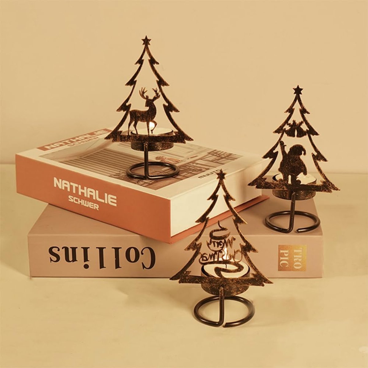 Candle Holder - Metal Candle Holder - Set of 3 - Candle Holder - Suitable for Christmas, Valentine's Day, Mother's Day, Weddings, Holidays and Home Accessories — image 3