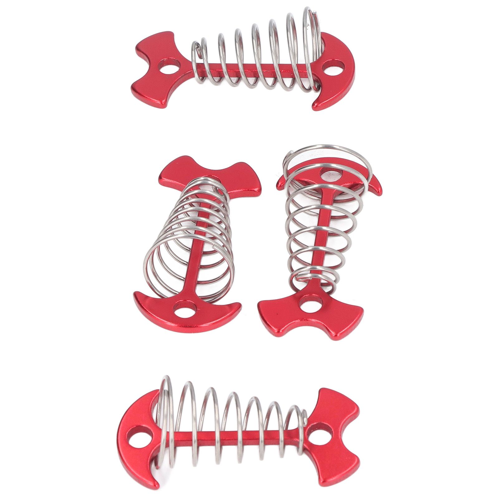 4pcs Fishbone Tent Nails Aluminum Alloy Stainless Steel Extended Plank Floor Canopy Stakes with Spring Red โ image 2