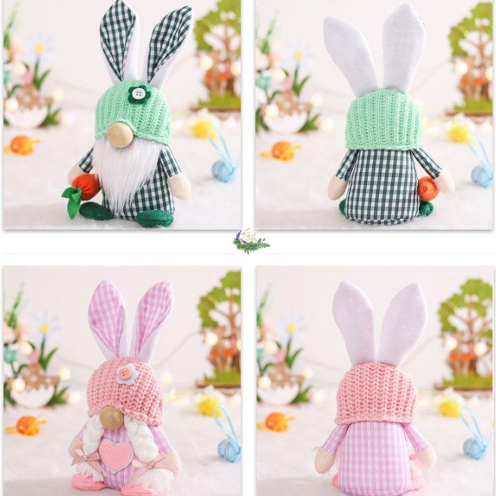 Easter Bunny Gnome Decoration Couple Doll Decor for Kids and Friends Easter Faceless Doll Ornaments — image 4