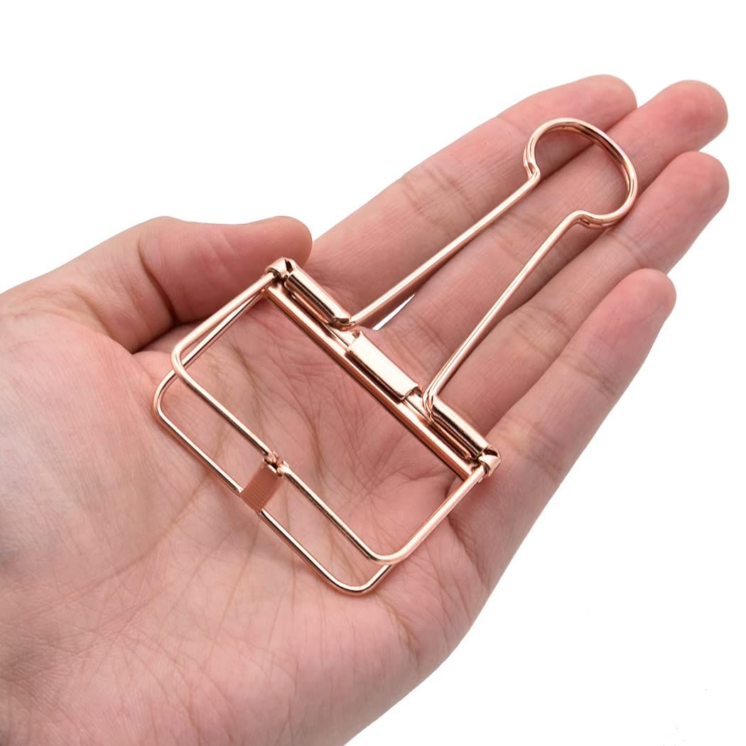 Extra Large Binder Clips 2 Inch, Big Paper Clamps Rose Gold for Office School Supplies (15Pcs) plated surface, rustproof — image 4