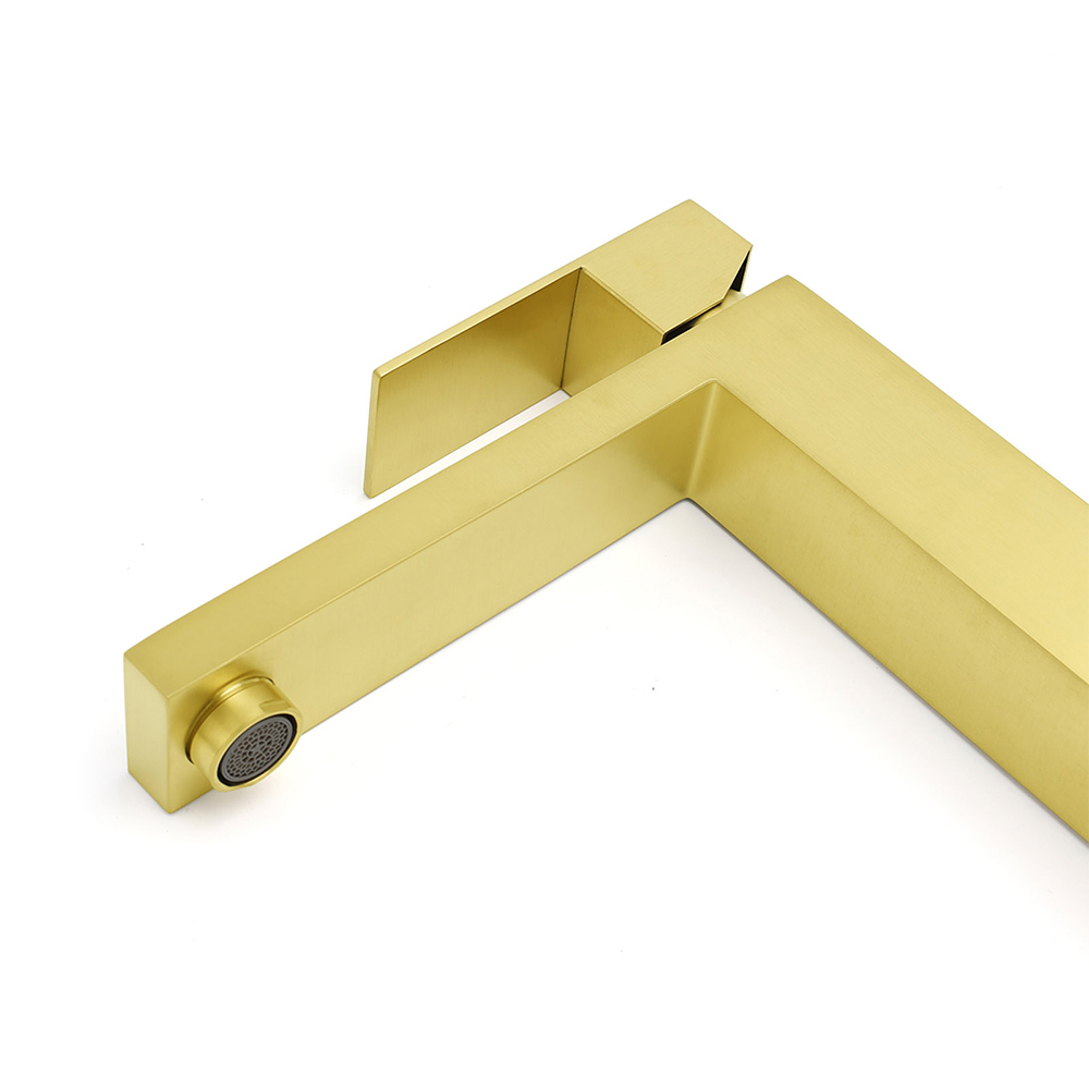 WELS 6L/m Brushed Gold Square Tall Basin Vessel Mixer Kitchen Laundry Faucet Tap — image 4