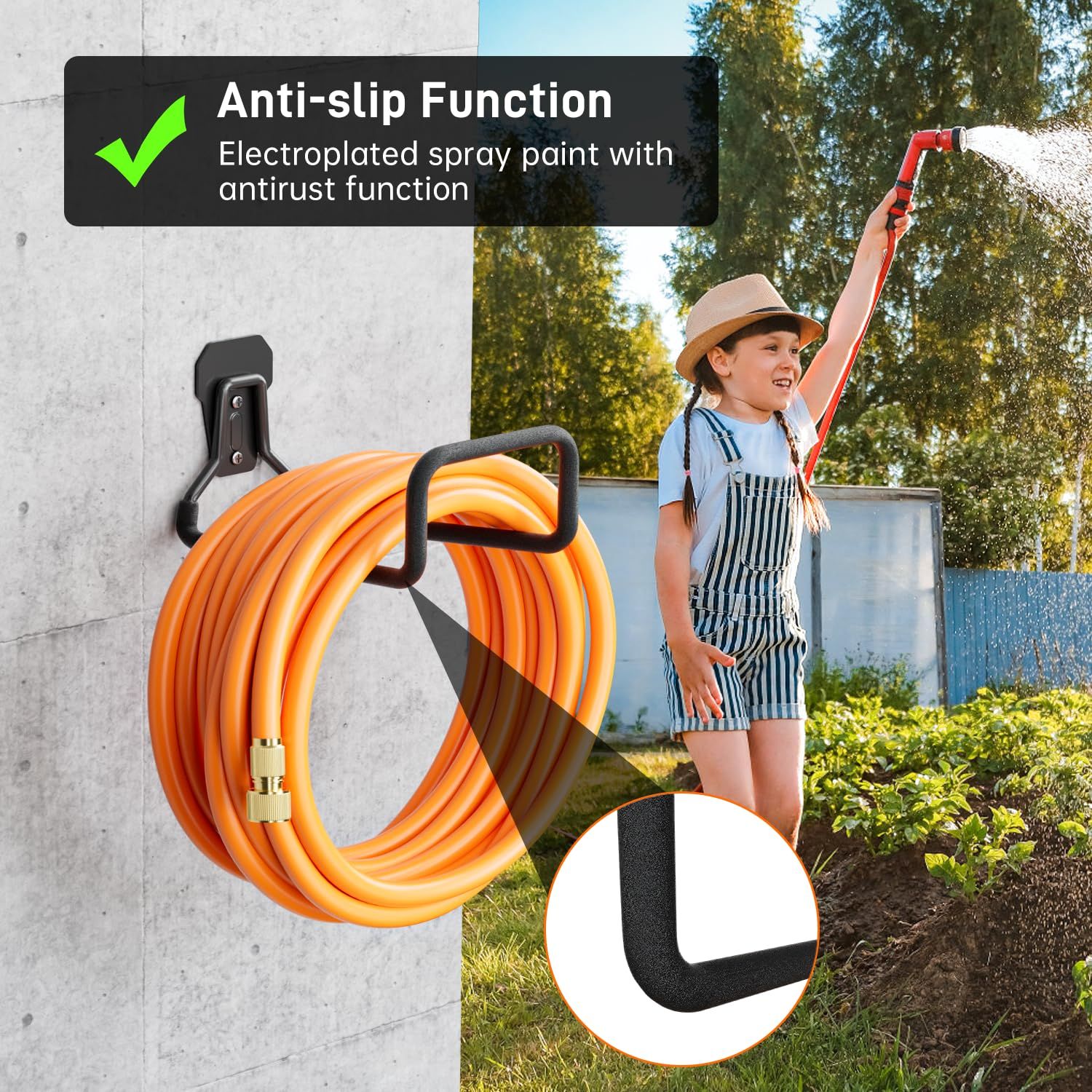 Garden Hose Holder Wall Mount,Heavy Duty Water Hose Hanger for Garage Outside,Metal Hose Reels Hose Rack for Garden Hose โ image 2