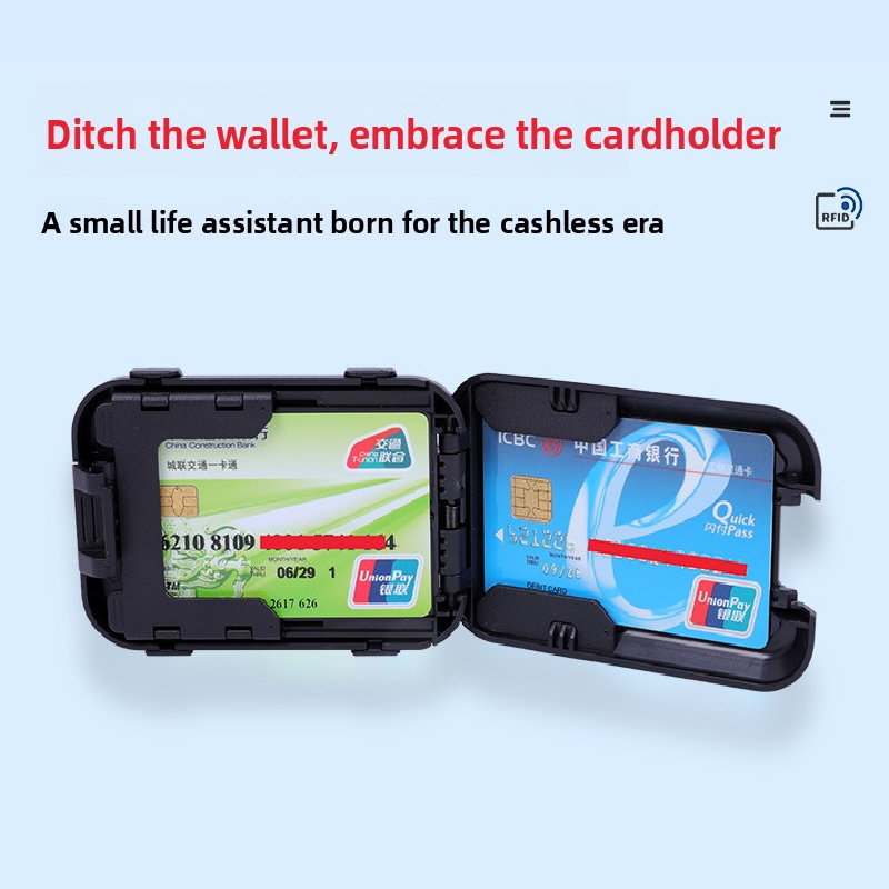 Dark grey RFID Blocking Aluminium Card Holder Wallet Waterproof Hard Shell Case with Cash Strap for Men Travel and Daily Use โ image 2