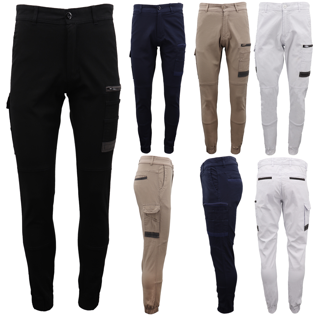 Men's Cargo Cotton Drill Work Pants UPF 50+ 13 Pockets Tradies Workwear Trousers, Khaki, 34 โ image 2