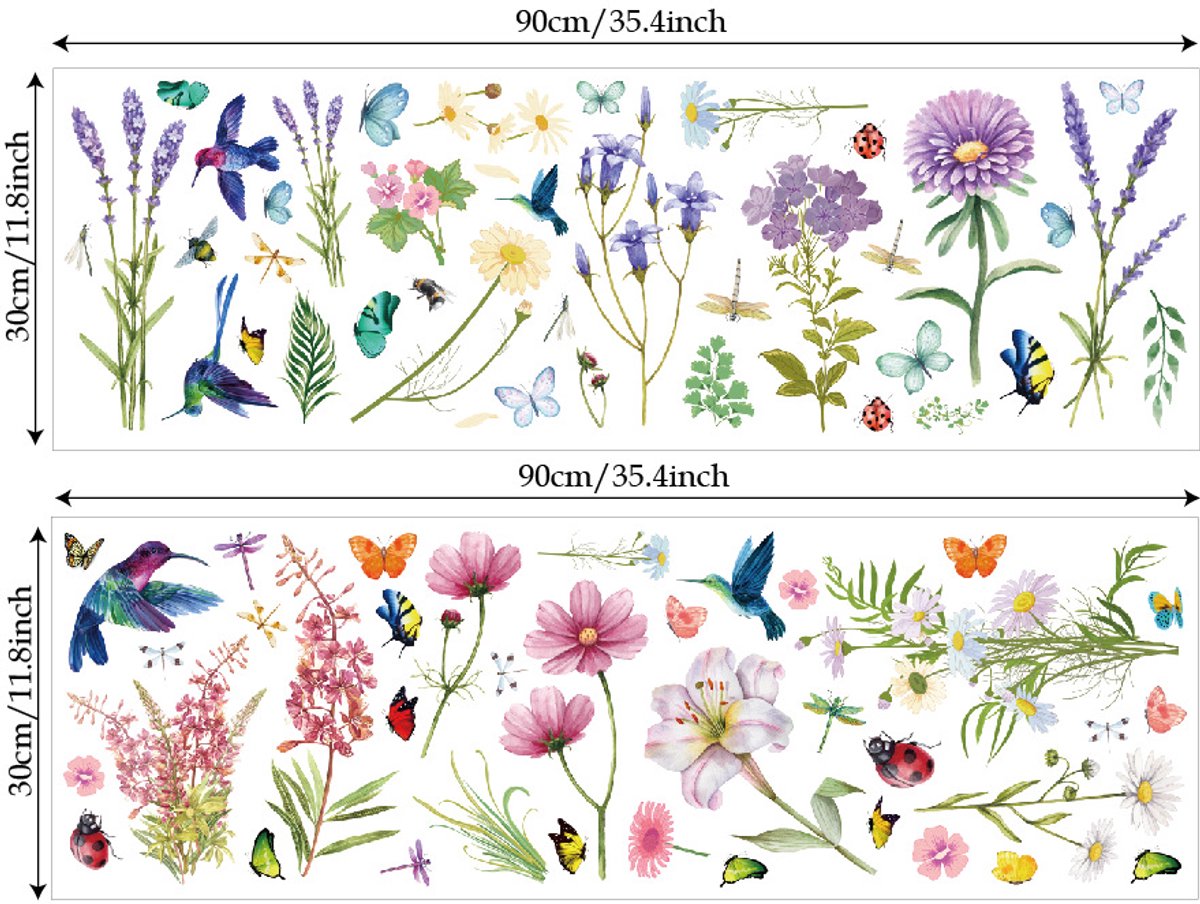 Wall sticker - Flowers/Butterfly/Bird - Reusable/Repositionable - Children's room - Boys - Girls - Home decor - Colorful Wall Sticker - for living room baby — image 5