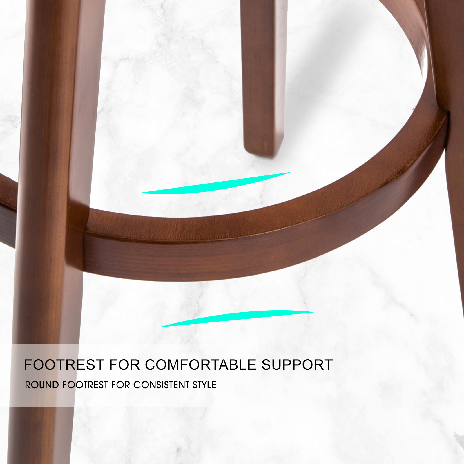 2X Wooden Bar Stool Dining Chair Leather LEILA 72cm BLACK BROWN — image 5