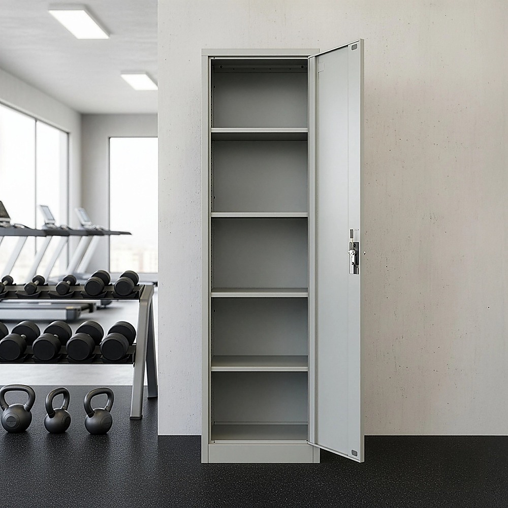 Single-Door Metal Tall Cabinet Shelf Storage for Home Office Gym โ image 4