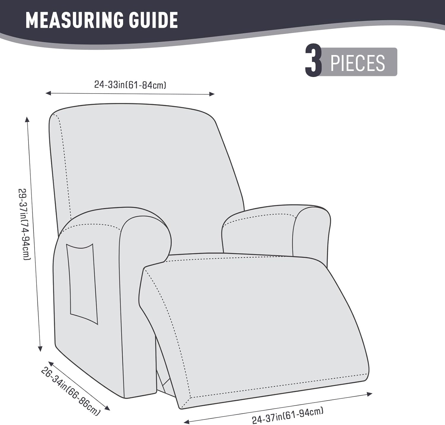 Recliner Covers, Stretch Reclining Chair Covers, Recliner Sofa Slipcovers Stripe Jacquard Recliner Couch Covers Furniture Protector Covers for Pet Kid (1 — image 6