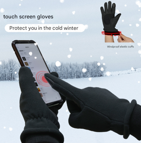 M Navy Blue Warm Windproof Touchscreen Gloves - Anti-Slip Grip for Winter Cycling & Outdoor Sports โ image 3