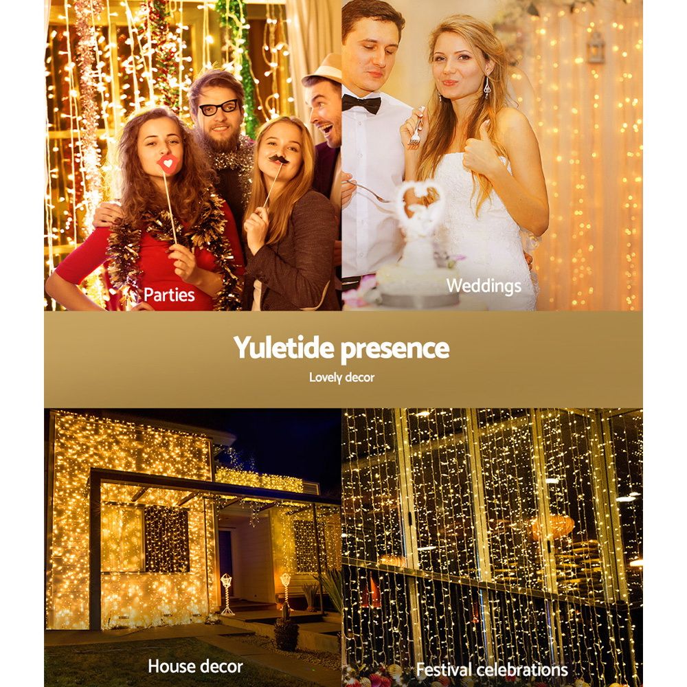 3X6M Christmas Lights Curtain Light Warm White 600 LED Jingle Jollys โ image 6