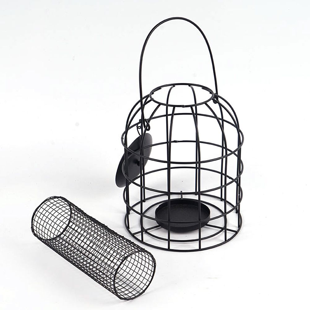 Iron Cage Bird Feeder Metal Bird Food Dispenser Hanging Feeding Column — image 3