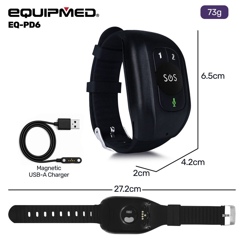 EQUIPMED GPS Fall Detection Emergency Bracelet with SOS Button, for Seniors, 2 Way Calling, Location Tracking, Speed Dial, iPhone and Android Compatible — image 2