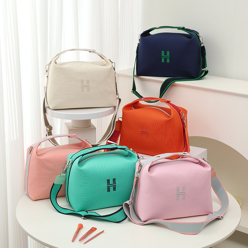 Womens Canvas Crossbody Bag Emerald Minimalist H-Letter Box Tote Wide Strap Shoulder Handbag for Travel & Work Large Capacity โ image 2
