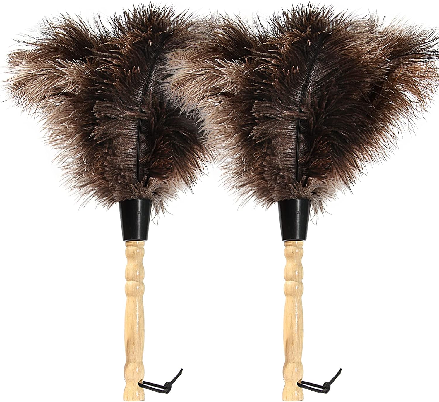 Ostrich Feather Duster 14 inch Feather Duster Fluffy Natural Genuine Ostrich Feathers with Wooden Handle and Eco-Friendly Reusable Handheld Ostrich Feather