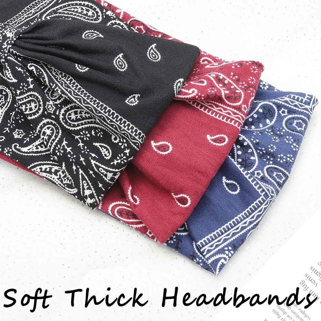 Boho Bandeau Headbands Wide Knot Hair Scarf Floral Printed Hair Band Elastic Turban Thick Head Wrap Stretch Fabric Cotton Head Bands Thick Fashion Hair โ image 5