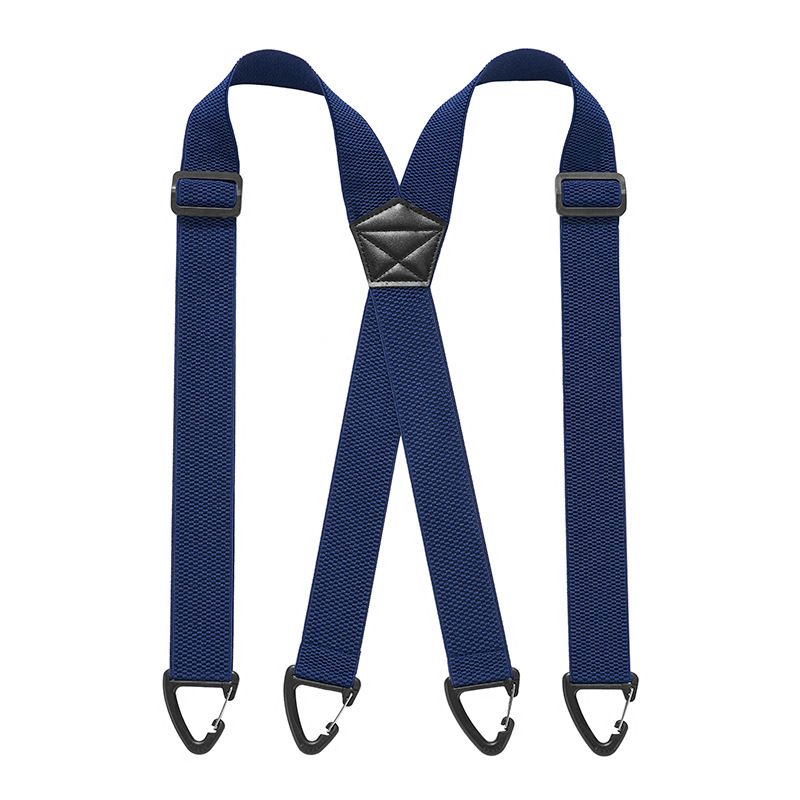 1.5 Inch X-Back Hidden Elastic Suspenders with 4 Metal Clips, Heavy-Duty Corn Weave Braces for Men Women Work Wear and Outdoor Use, 2PCS Navy Blue 120 × 3.8cm